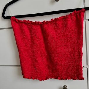 Red ruched Tube Top from Ivy + Main in a size L